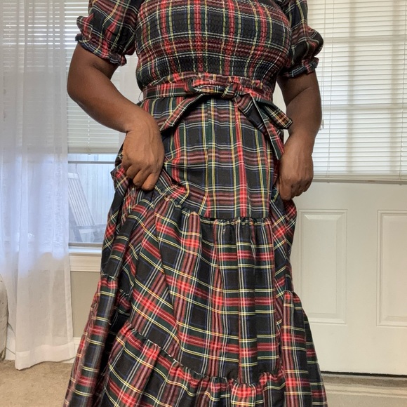 AURA Plaid Smocked Dress - SMALL - Picture 3 of 6